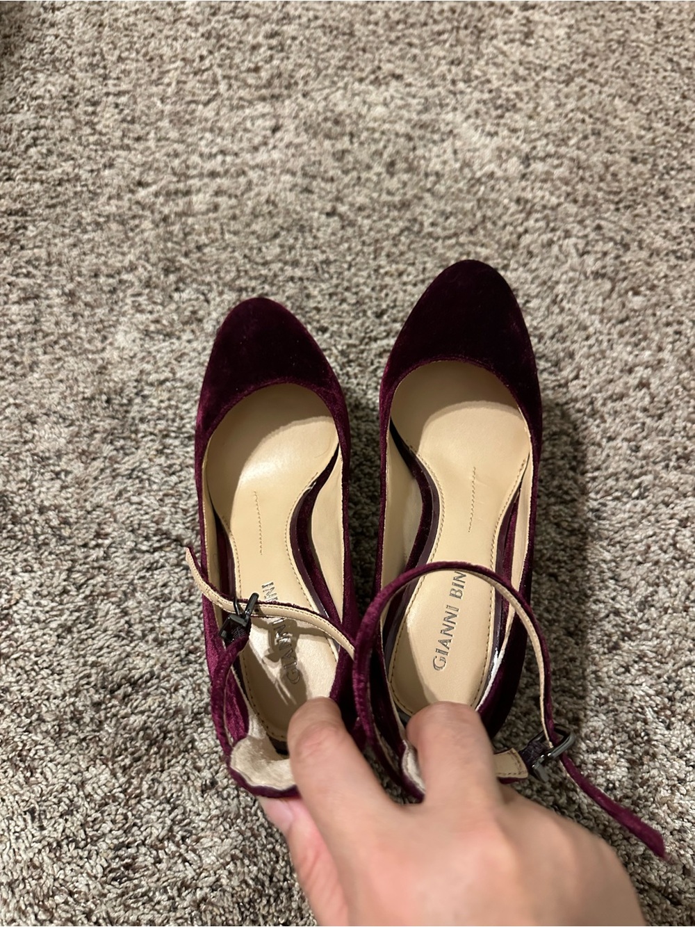 Gianni Bini Women's Wine Velvet Ankle-Strap Pumps